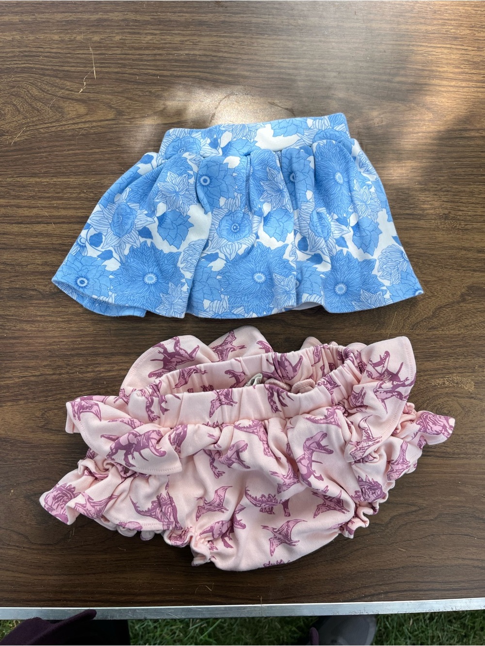 kate quinn Blue Floral Skort and Pink Ruffle Bloomers Set